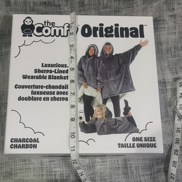 The Comfy Original Luxurious Sherpa Lined Wearable Blanket Charcoal NWT NEW - Picture 12 of 13